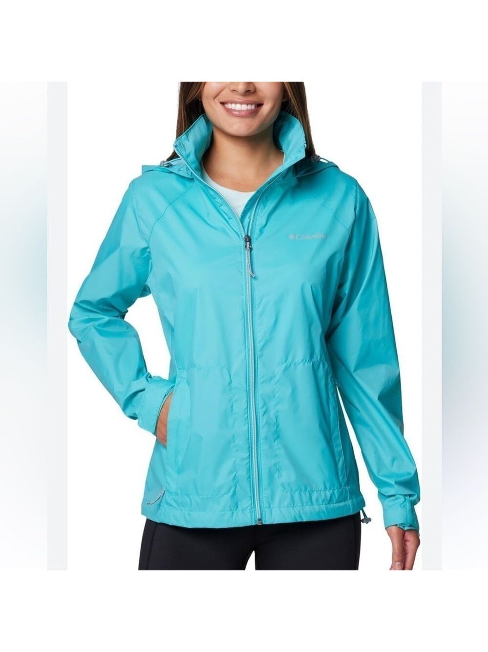 COLUMBIA Switchback Waterproof Windbreaker Jacket Miami Blue Zip Hood EC XL
